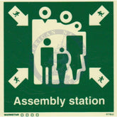 Marine Safety Sign, IMO Life Saving App. Symbol: Assembly Station - With Text